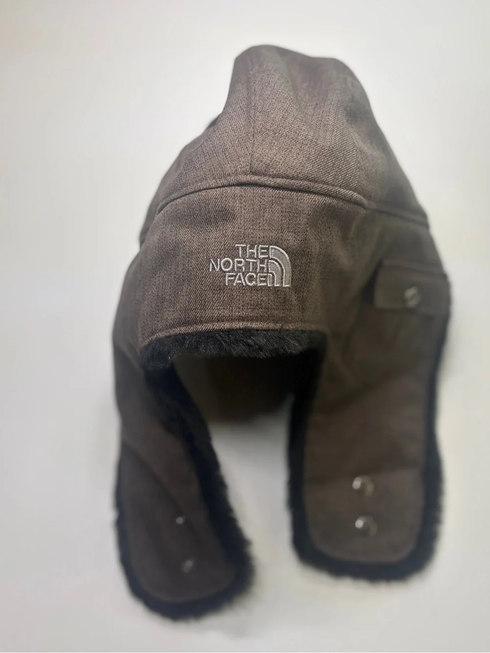 The North Face Trapper Hat Brown Insulated Faux Fur Ear Flap Winter